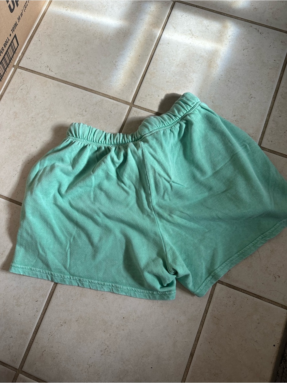 Women's Mint Green Elastic-Waist Athletic Shorts